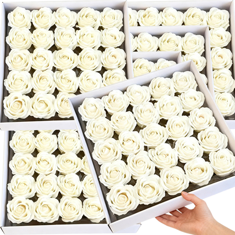 Christmas Wreath Fake - 6cm White Artificial Rose Soap Flower