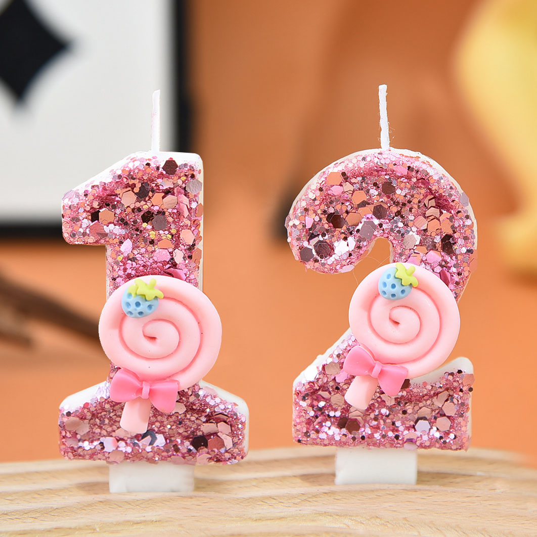 Holiday Candle Set - 1pc Large 0-9 Numbers Pink Lollipop