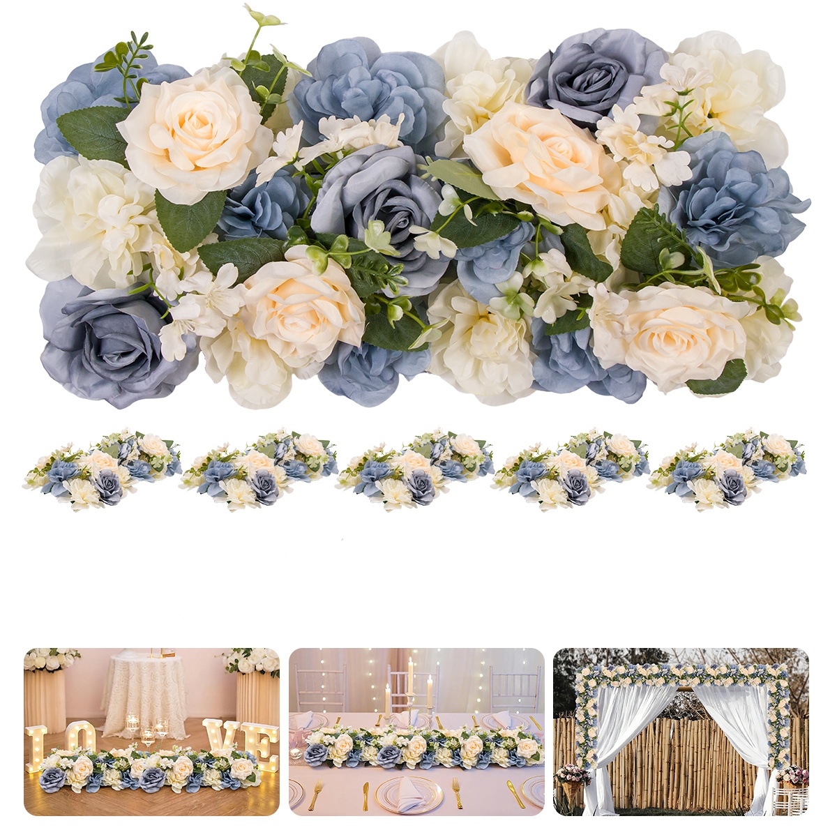 Christmas Table Runner - 6 Pcs Artificial Flower Garland, Realistic