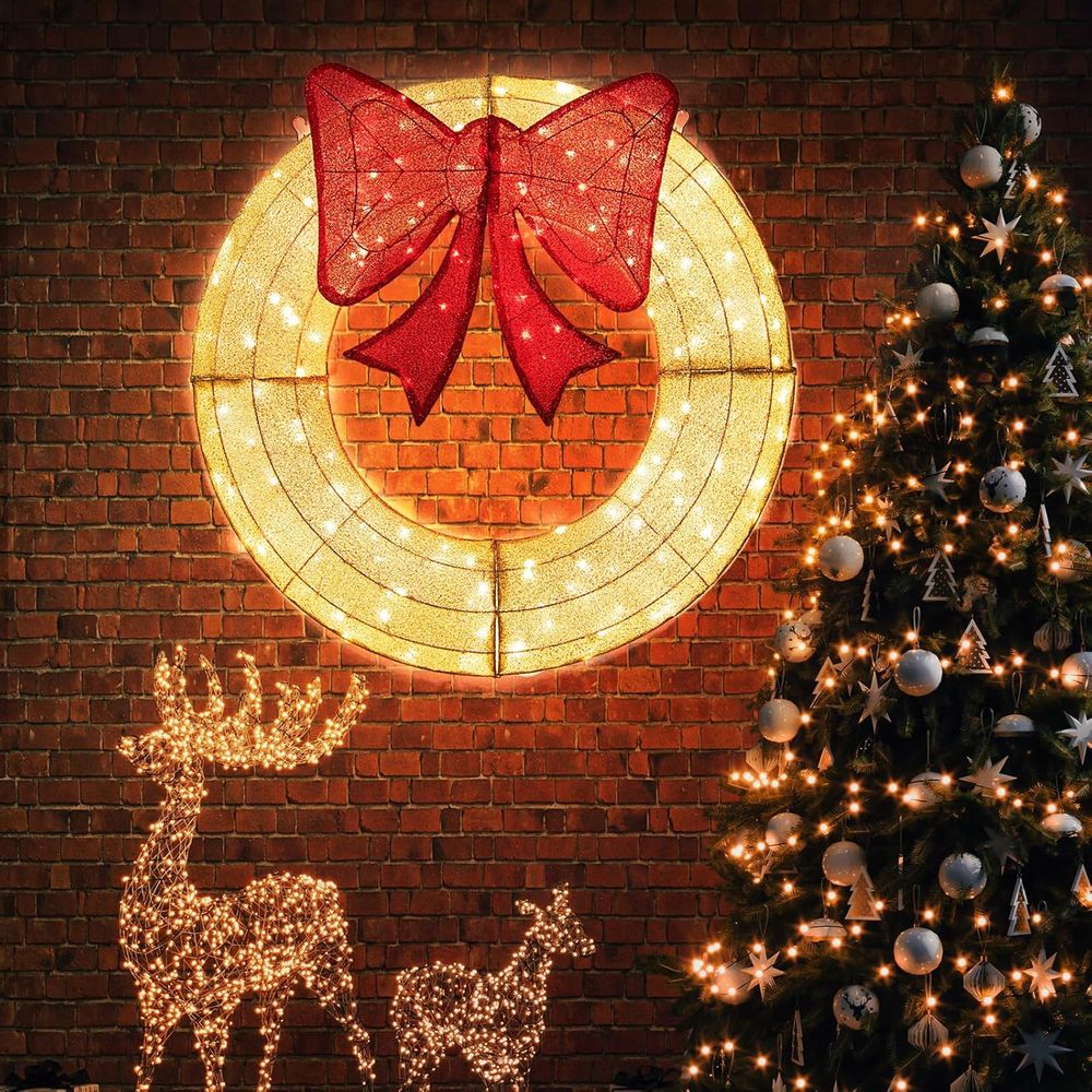 48 Inch Pre-Lit Christmas Wrea - Christmas Lights Outdoor のレビューと価格