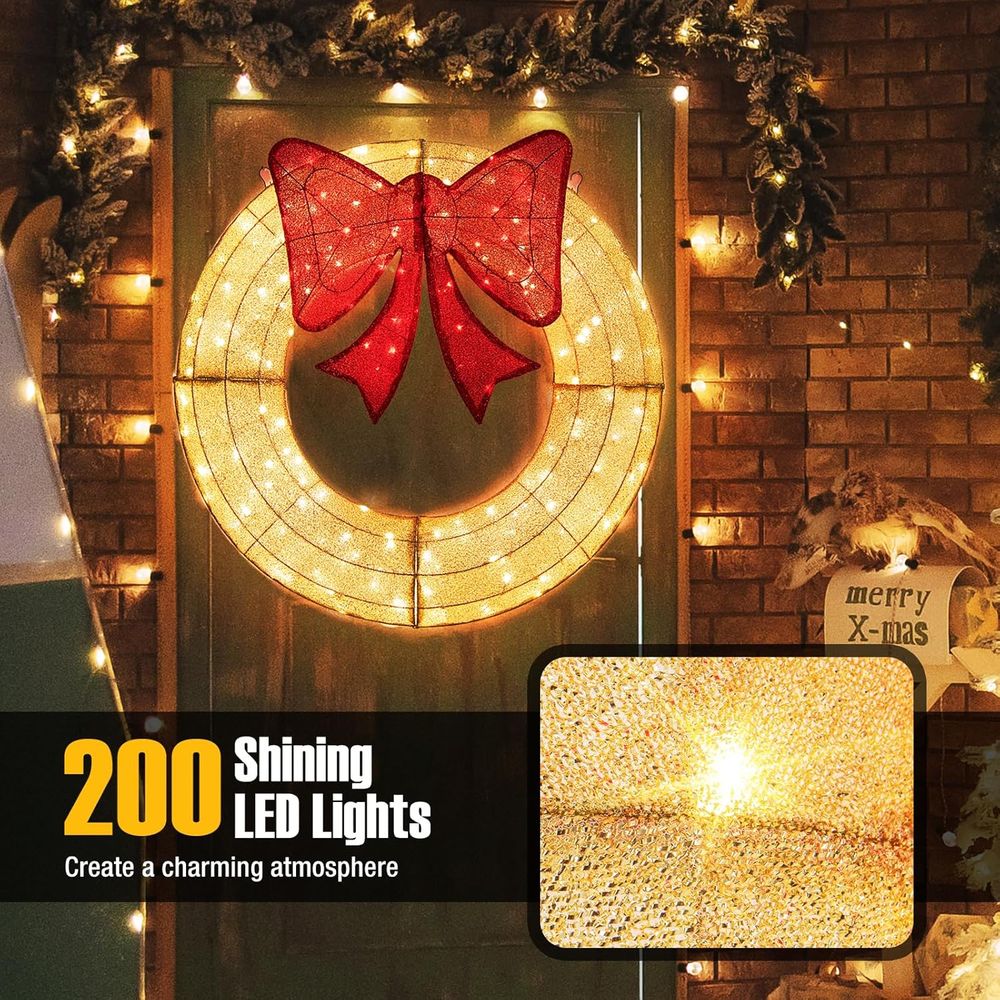 48 Inch Pre-Lit Christmas Wrea - Christmas Lights Outdoor のレビューと価格