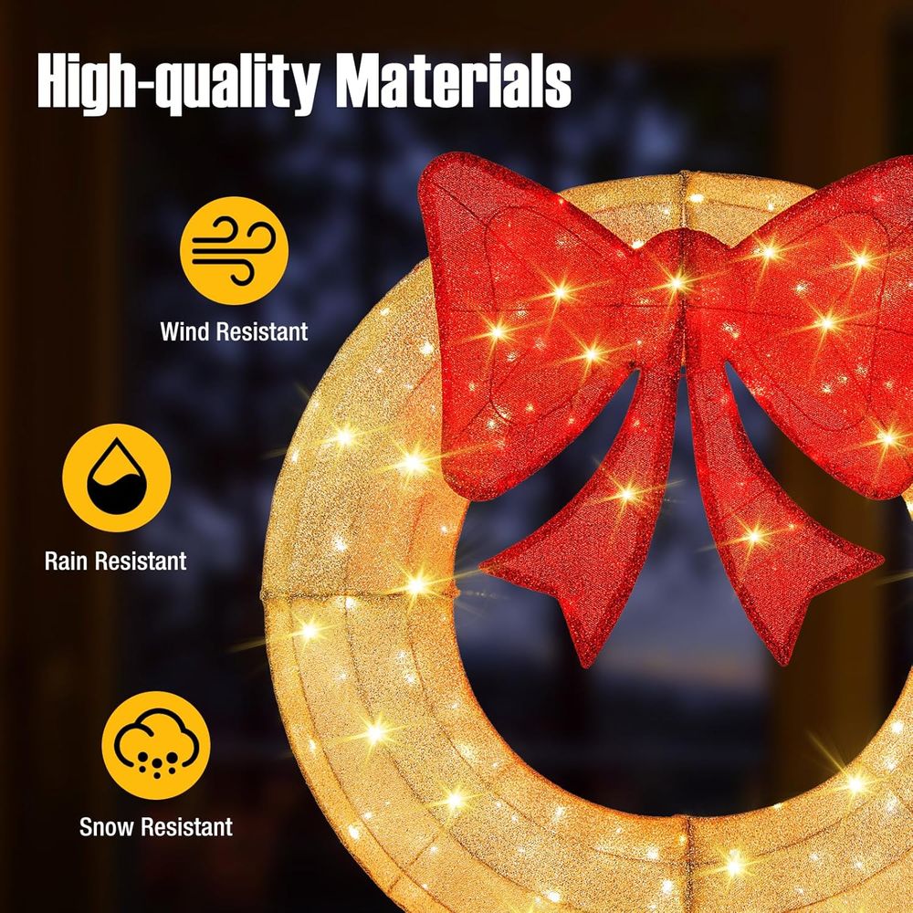 48 Inch Pre-Lit Christmas Wrea - Christmas Lights Outdoor のレビューと価格