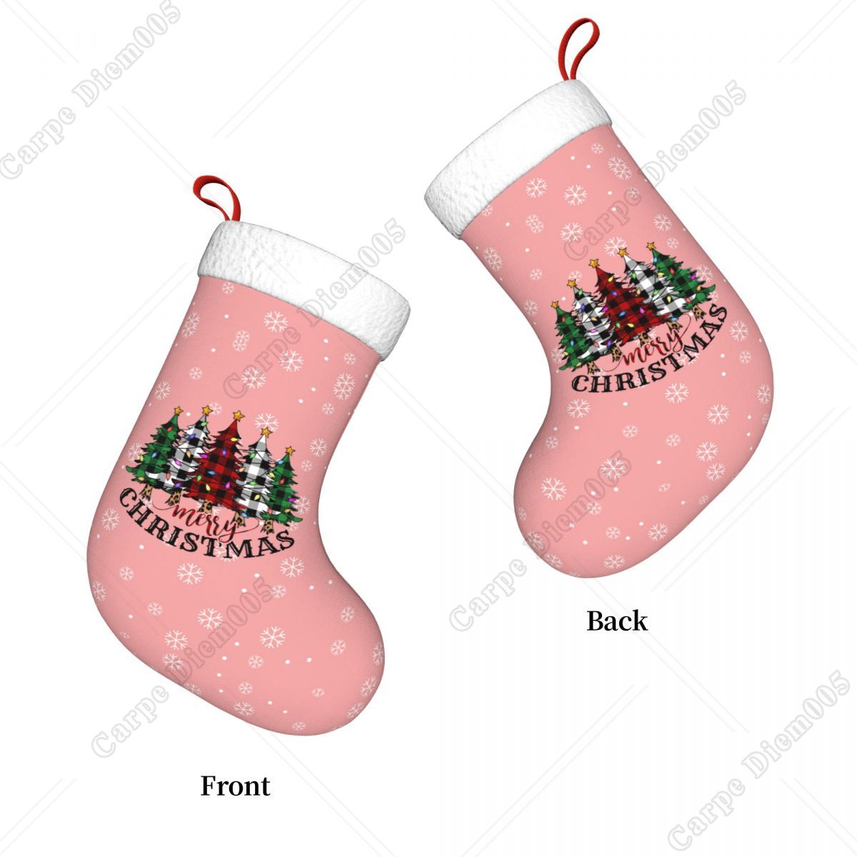Pink Snowflakes Christmas Tree - Christmas Stocking Hanging のレビューと価格