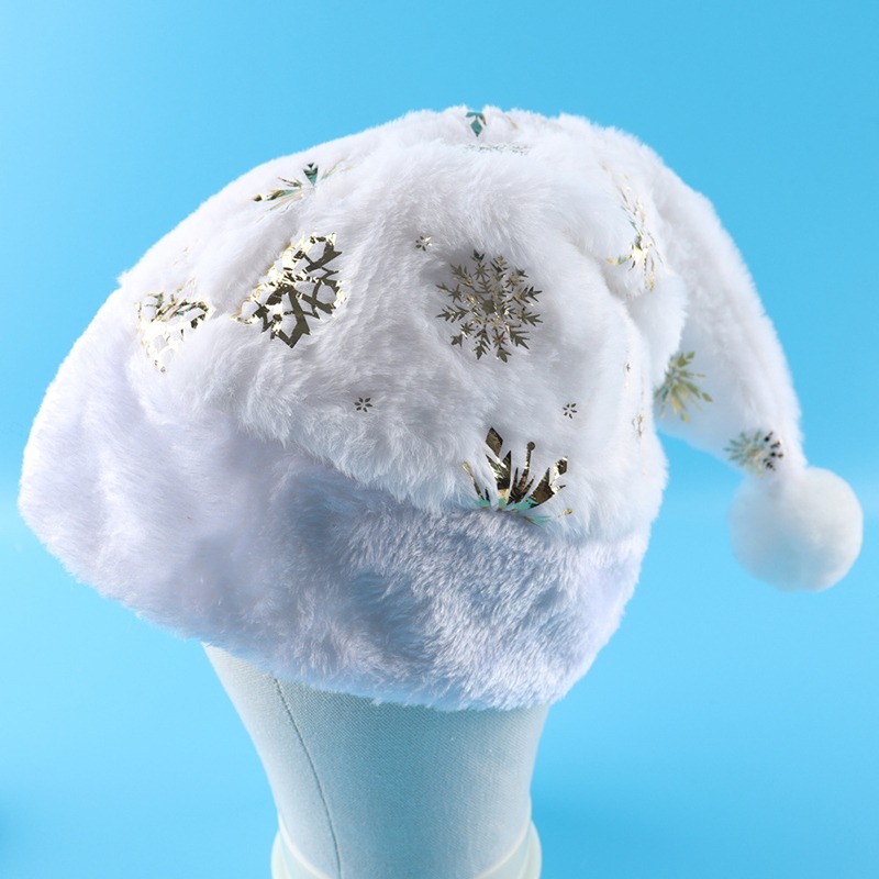 White Plush Christmas Hat Gold - Santa Hat Plush のレビューと価格