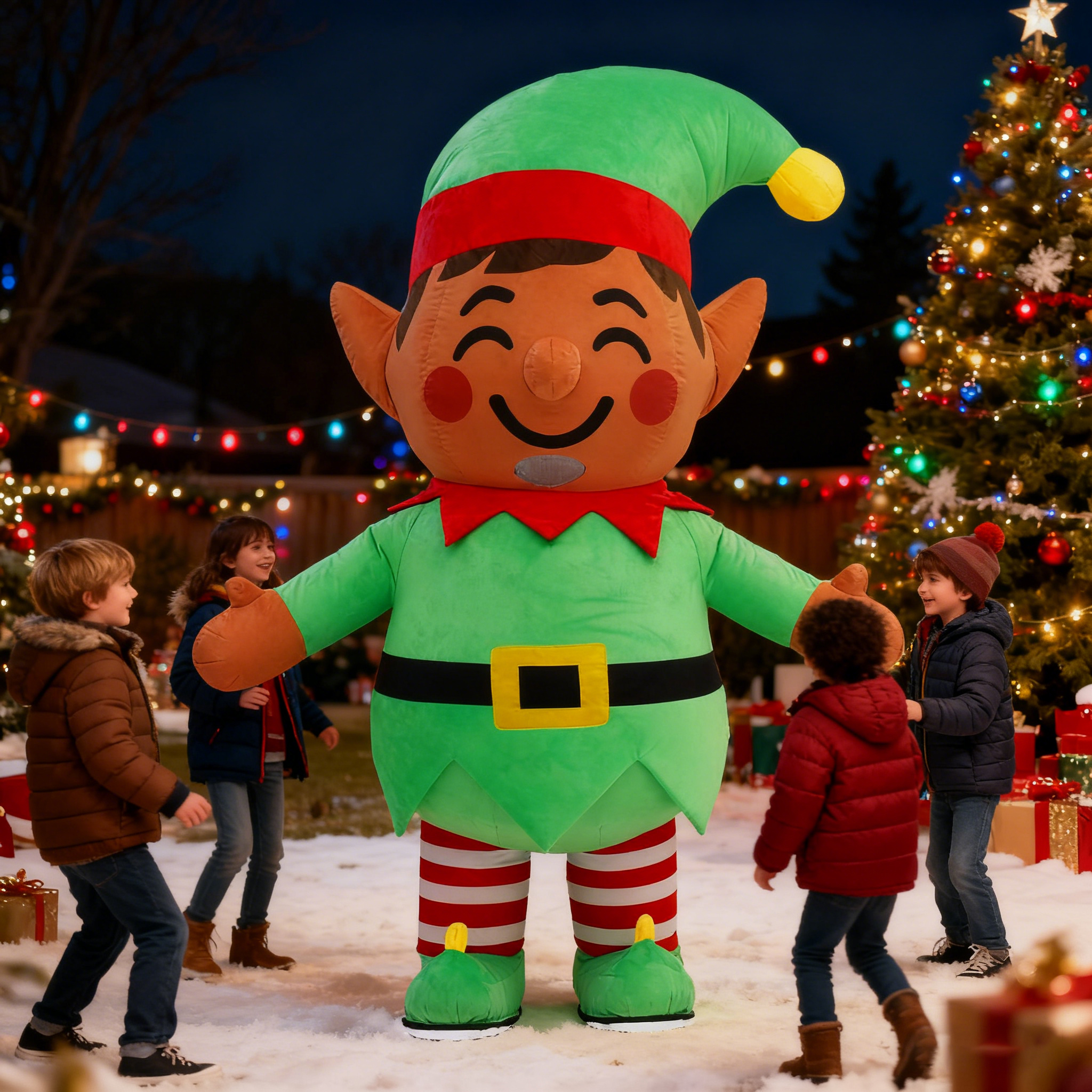Inflatable Christmas Elf Plush - Elf Costume Christmas のレビューと価格