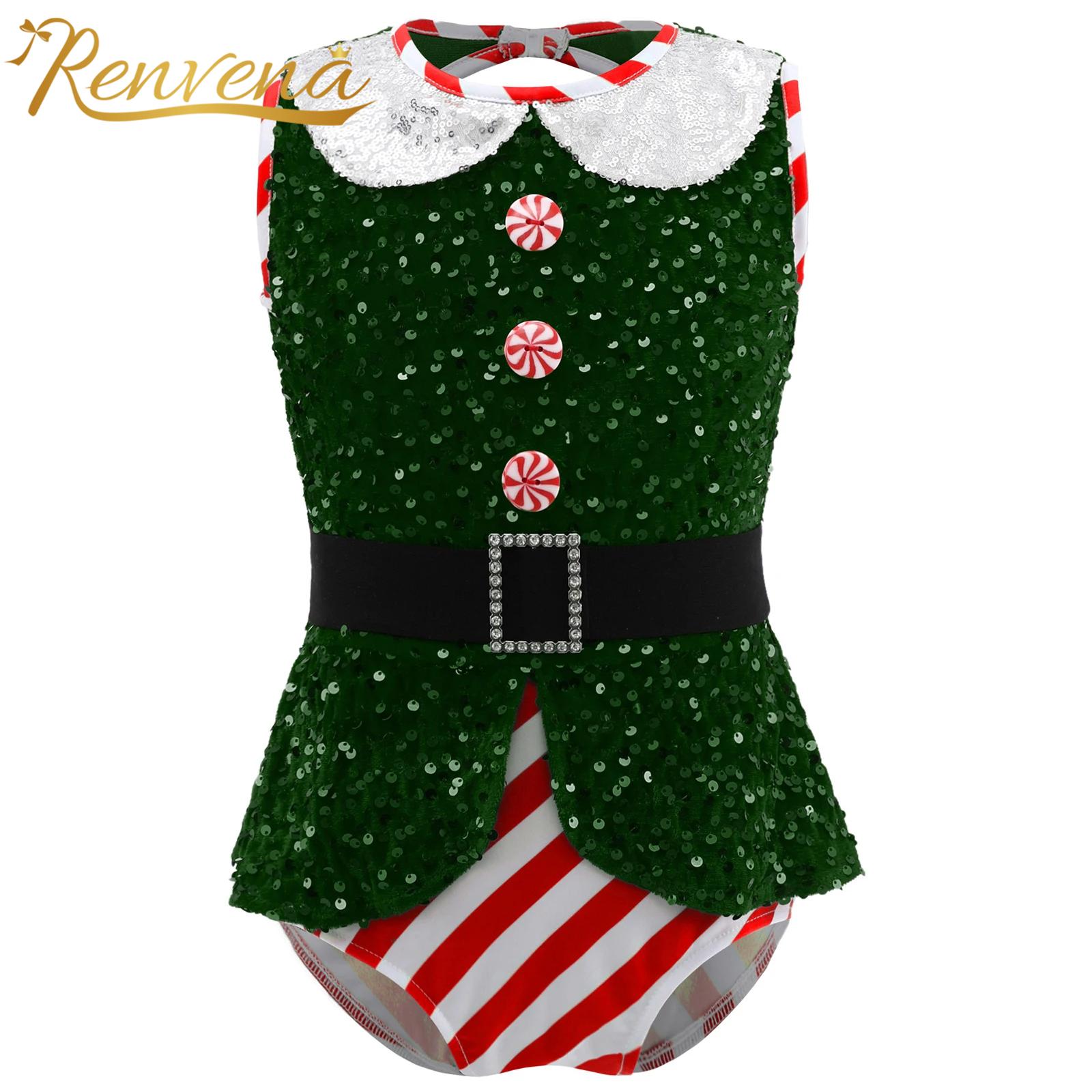 Girls Sparkly Sequins Jumpsuit - Elf Costume Christmas のレビューと価格