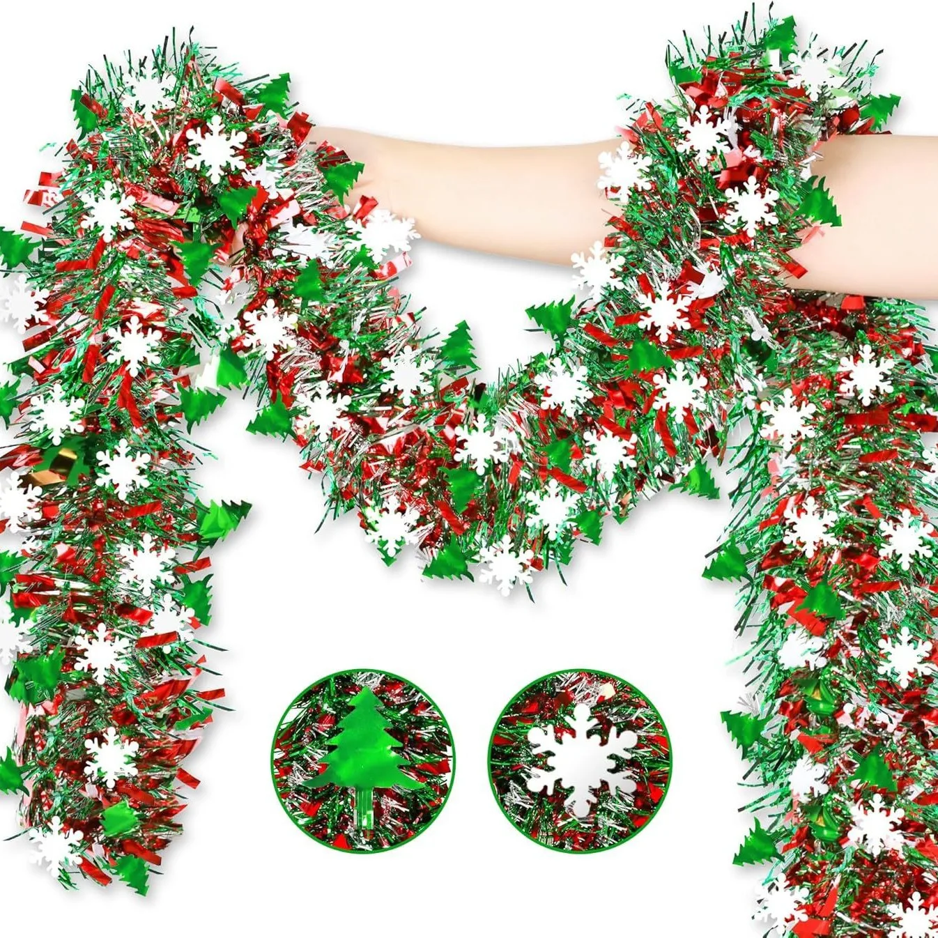 2M Christmas Snowflake Tinsel  - Tinsel Garland Decoration のレビューと価格