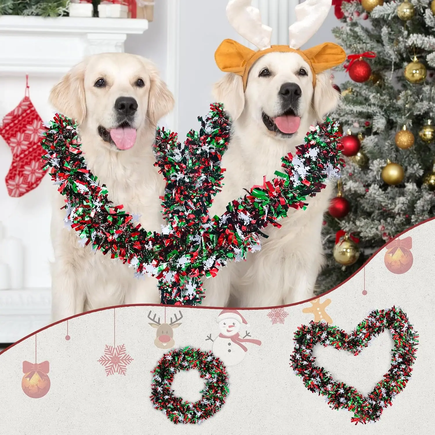 2M Christmas Snowflake Tinsel  - Tinsel Garland Decoration のレビューと価格