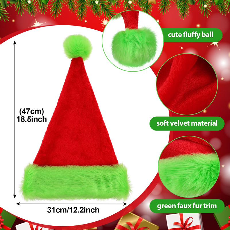 1pc, Santa Claus hat Christmas - Santa Hat Plush のレビューと価格