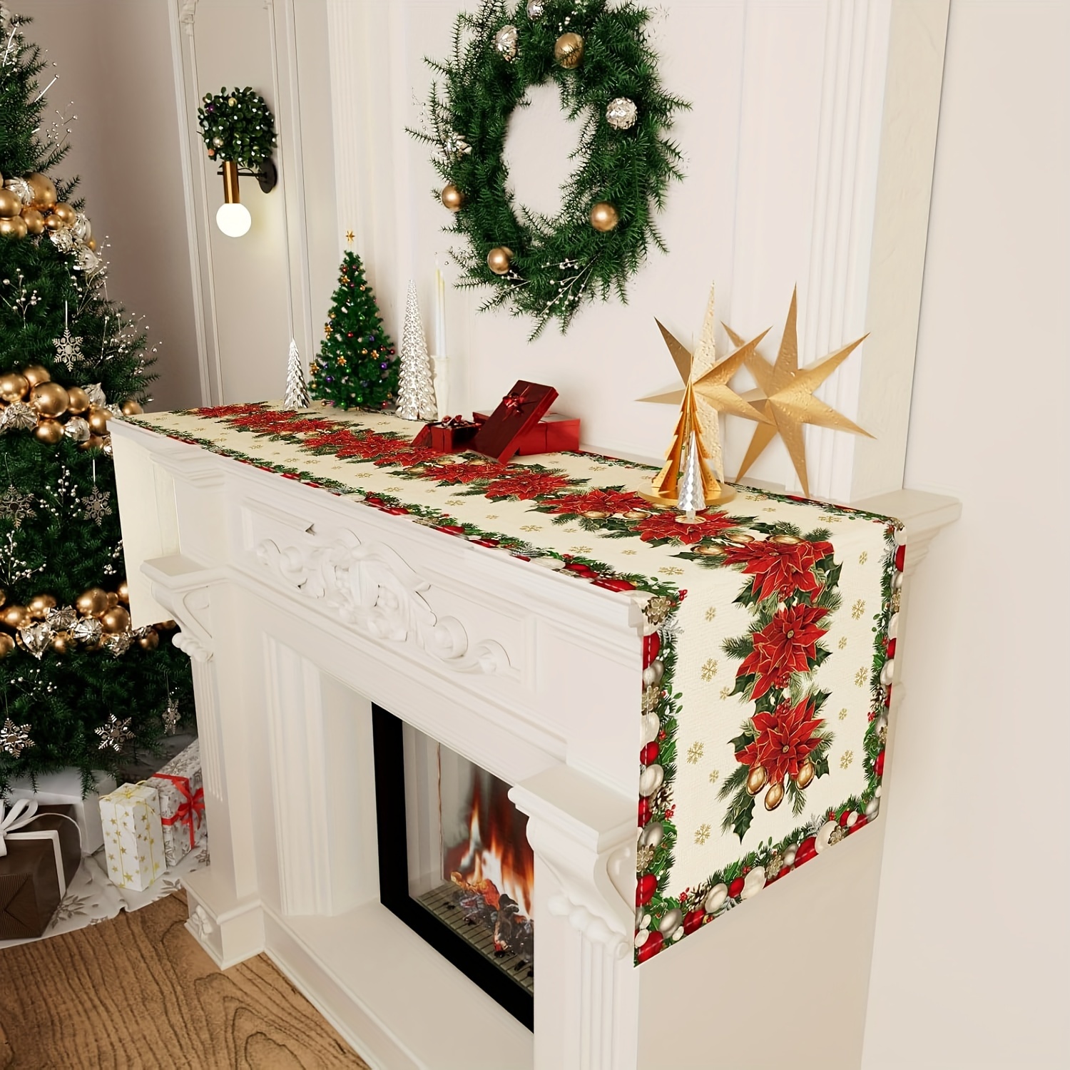 1pc Multi-Size Winter Floral T - Christmas Table Runner のレビューと価格