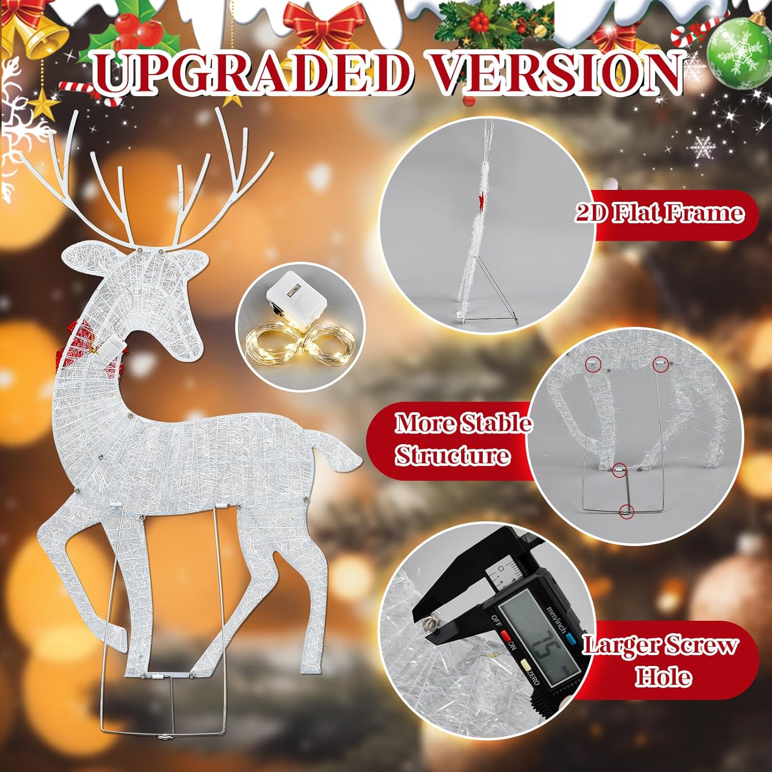 2D Lighted Reindeer Christmas  - Christmas Lights Outdoor のレビューと価格