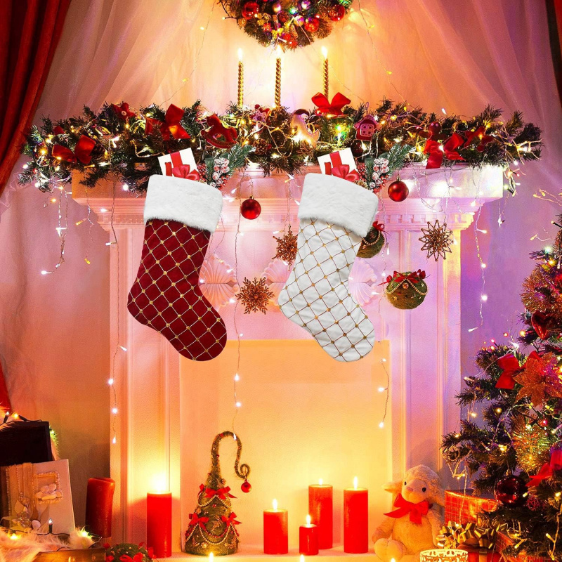 Christmas Stocking Soft Faux F - Christmas Stocking Hanging のレビューと価格