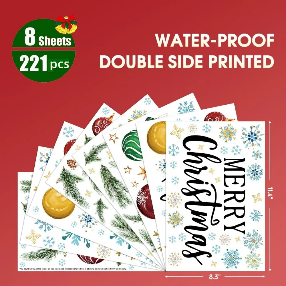 221 PCS Christmas Window Cling - Snowflake Window Decal のレビューと価格