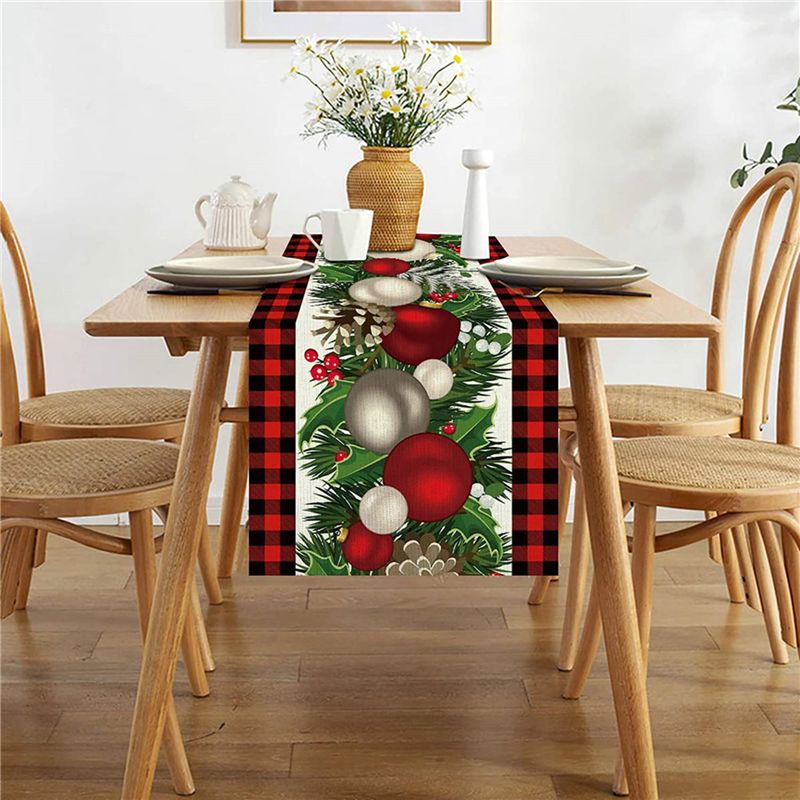 KYCOR-6X Linen Red And Black C - Christmas Table Runner のレビューと価格
