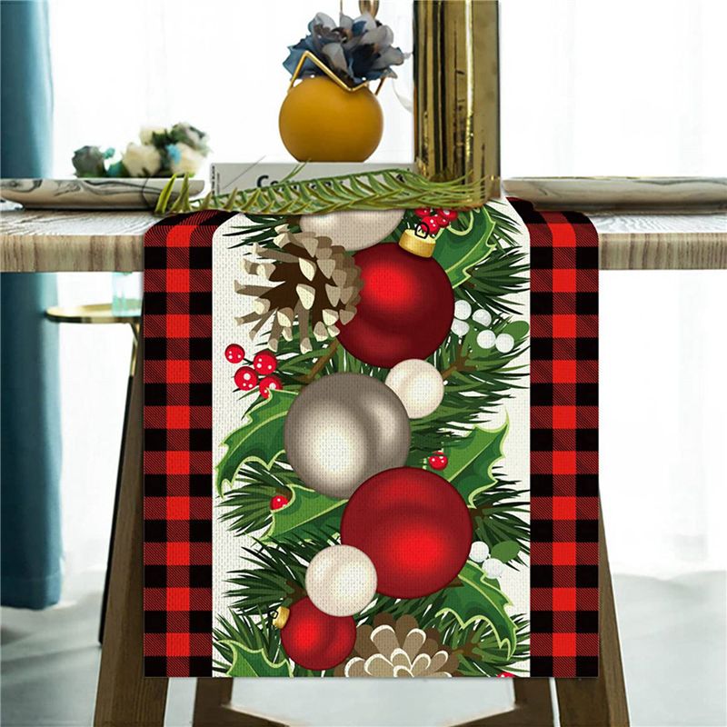 KYCOR-6X Linen Red And Black C - Christmas Table Runner のレビューと価格