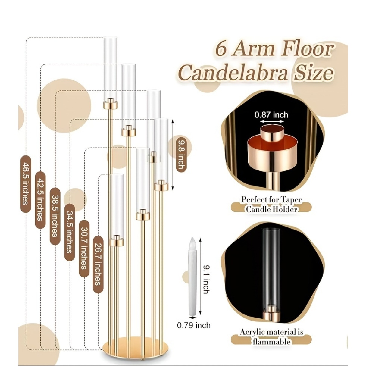 2 Sets Floor Candelabra 6 Arms - Holiday Candle Set のレビューと価格