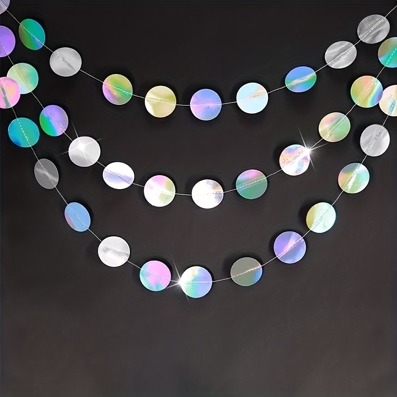 1pc Shimmering Iridescent Circ - Tinsel Garland Decoration のレビューと価格