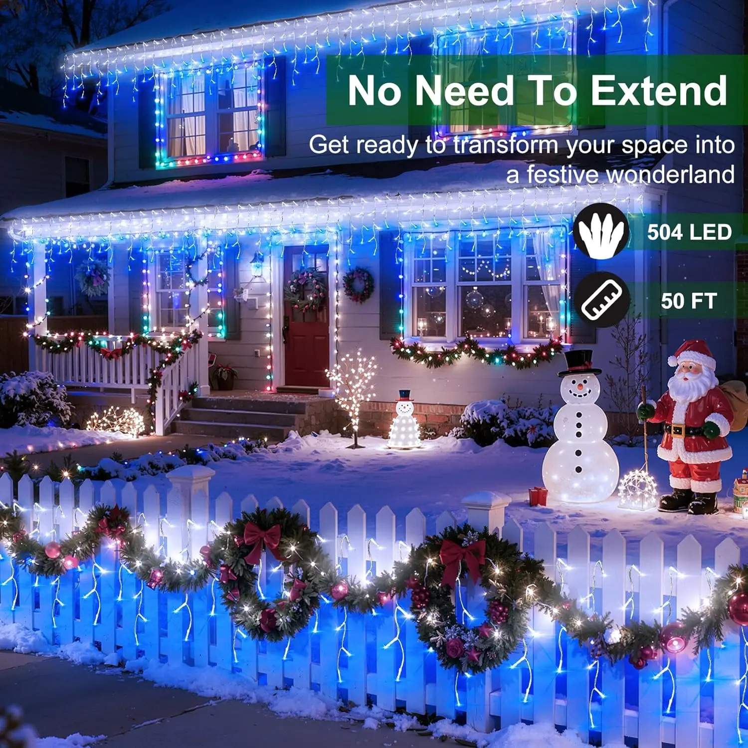 50ft 504 LED Icicle Lights, 12 - Led Fairy String Lights のレビューと価格