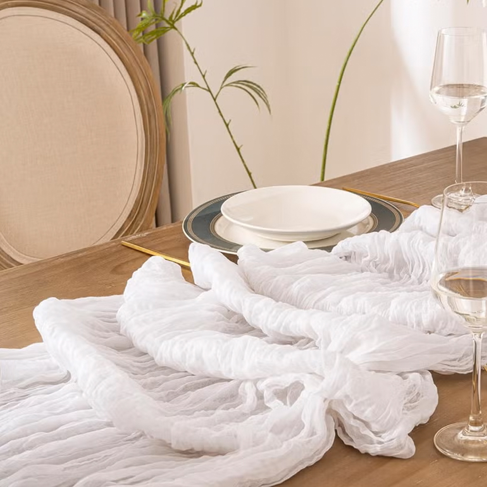 90x400CM Cheesecloth Table Run - Christmas Table Runner のレビューと価格