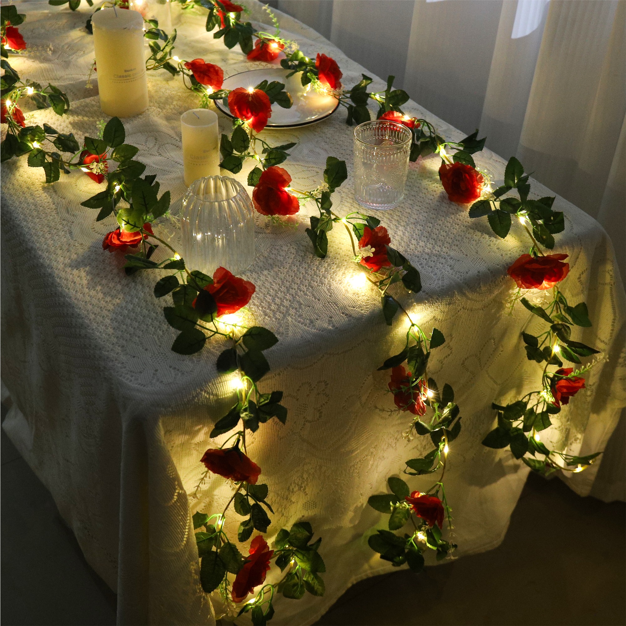 Rose LED Vine Light String Art - Christmas Wreath Fake のレビューと価格