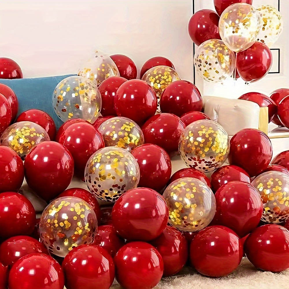 50pcs/pack Red Gold Balloon Ar - Tinsel Garland Decoration のレビューと価格