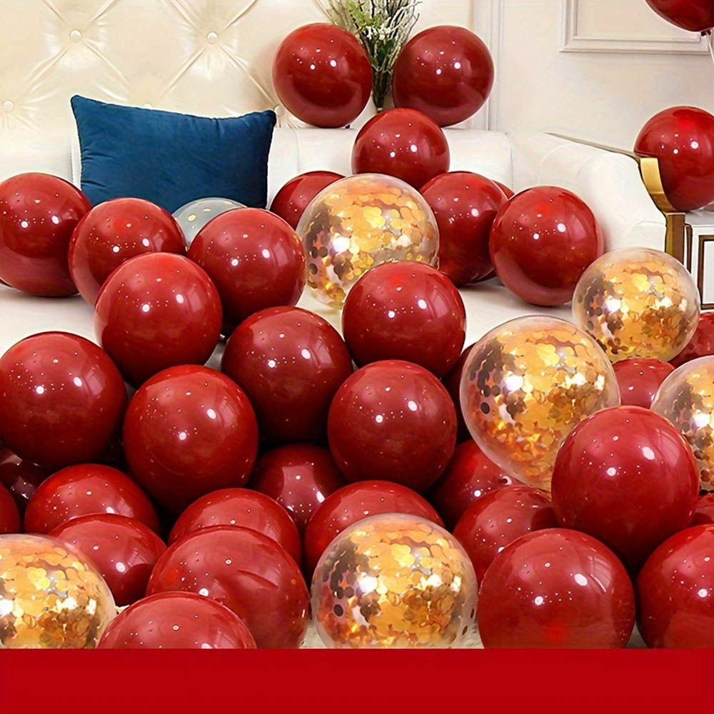 50pcs/pack Red Gold Balloon Ar - Tinsel Garland Decoration のレビューと価格