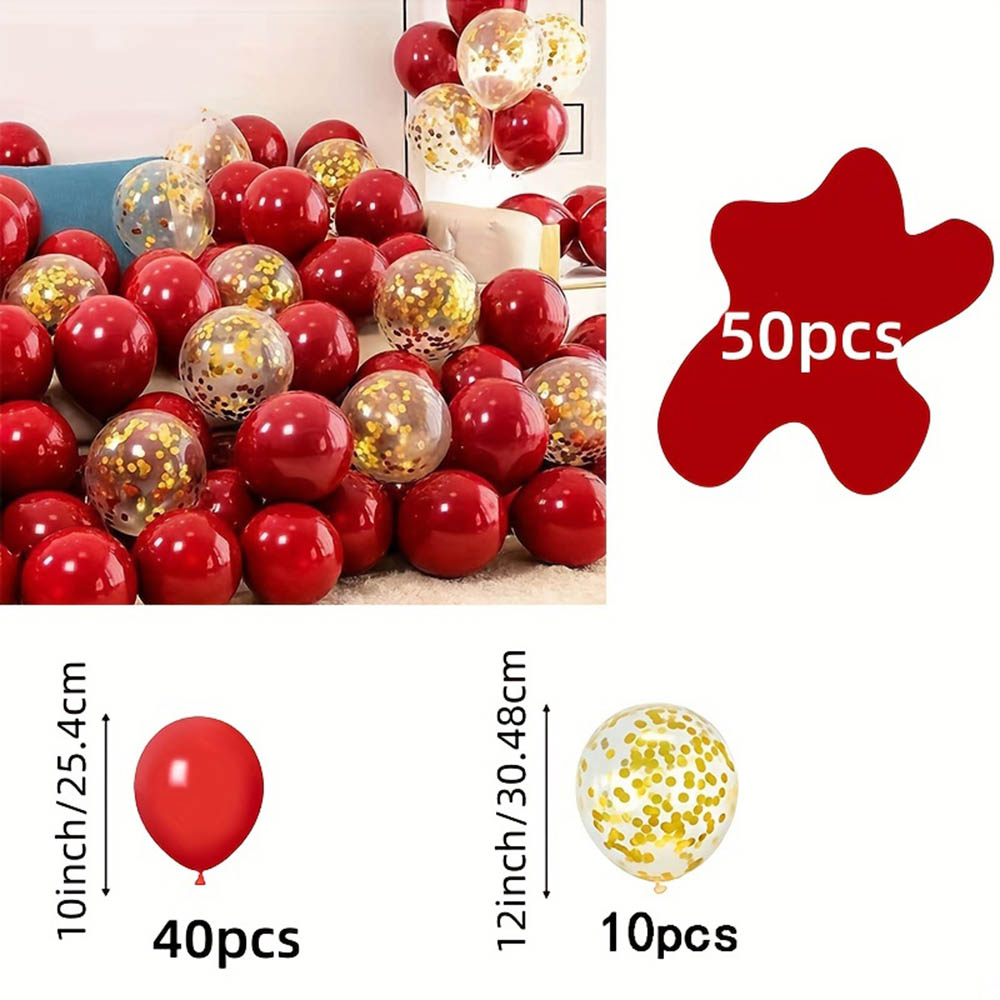 50pcs/pack Red Gold Balloon Ar - Tinsel Garland Decoration のレビューと価格
