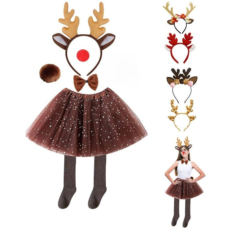Reindeer Costume Set Tutu Skir - Reindeer Antlers Headband のレビューと価格