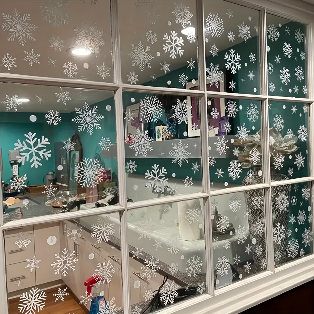 137Pcs Winter Snowflake Static - Snowflake Window Decal のレビューと価格