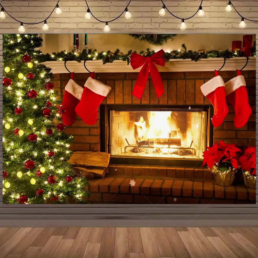 Christmas Photography Backdrop - Christmas Stocking Hanging のレビューと価格