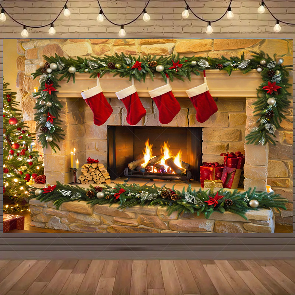 Christmas Photography Backdrop - Christmas Stocking Hanging のレビューと価格