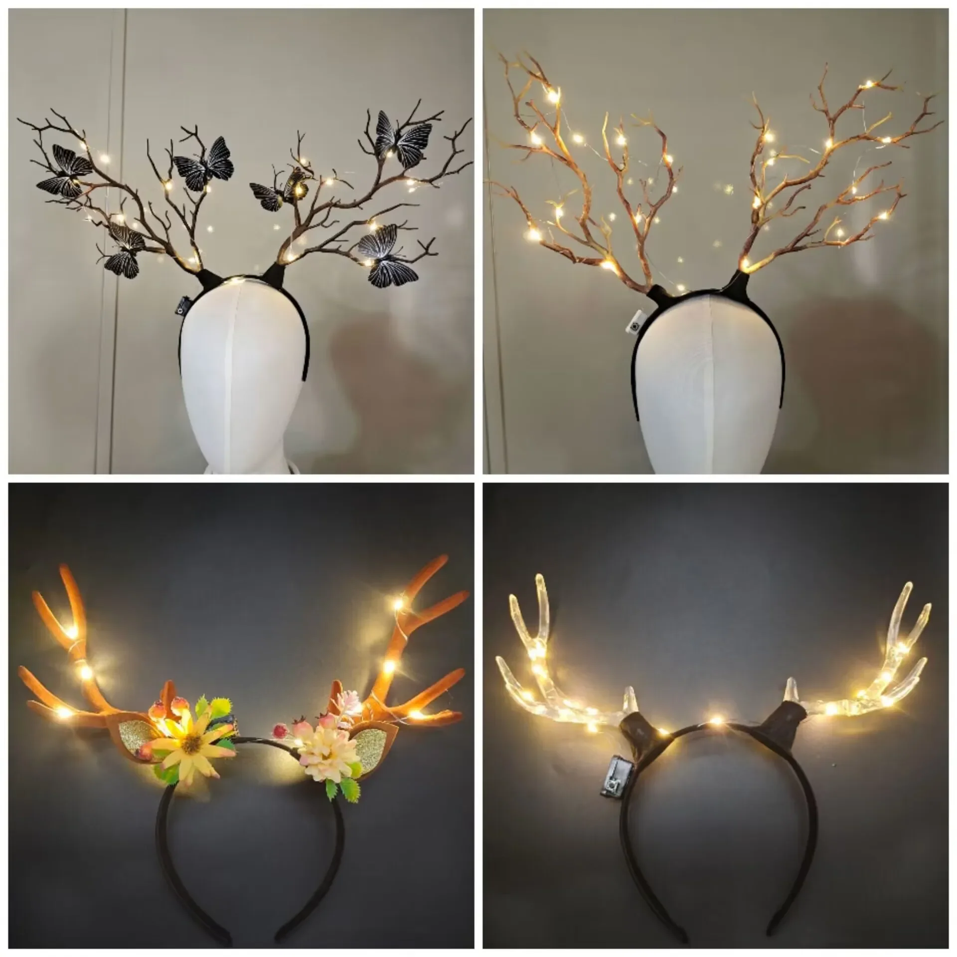 Women Girls Light Up Glowing R - Reindeer Antlers Headband のレビューと価格