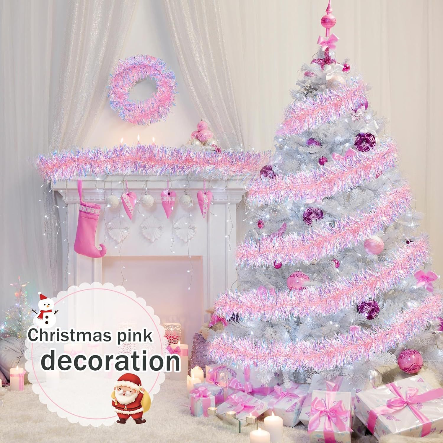 1-10PCS Pink Tinsel Garland Sh - Tinsel Garland Decoration のレビューと価格