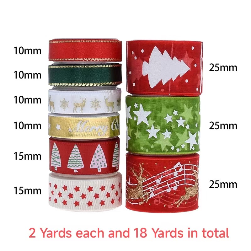 9pcs Christmas Ribbons Set Fes - Gift Box Wrap Set のレビューと価格