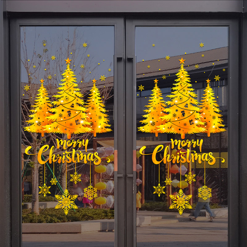Gold Christmas Tree Snowflake  - Snowflake Window Decal のレビューと価格