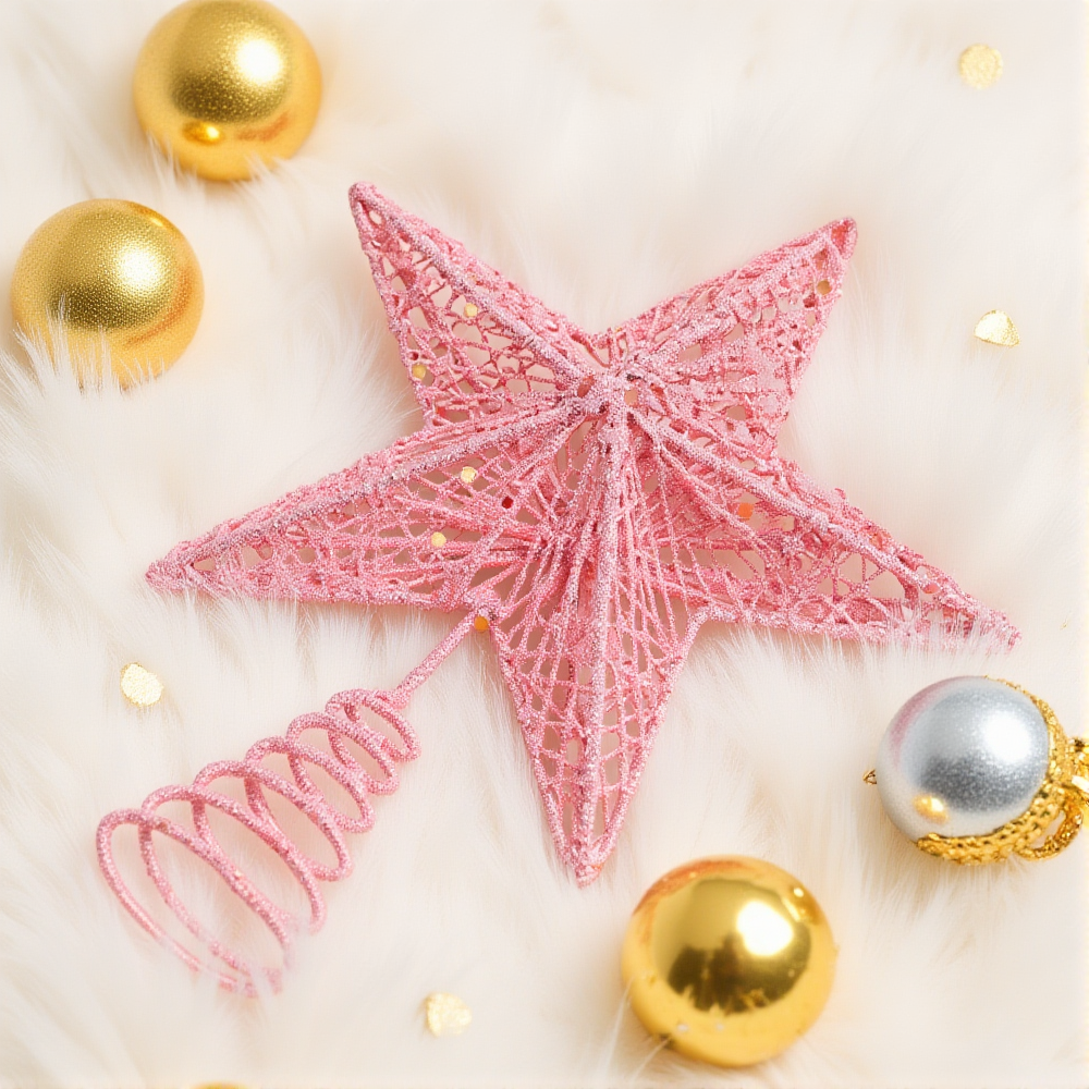 Christmas Pink Pentagon Top St - Star Tree Topper のレビューと価格