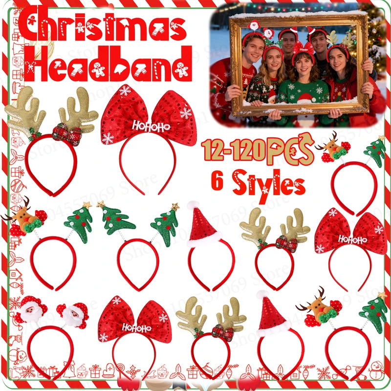 12-120Pcs Christmas Headband C - Reindeer Antlers Headband のレビューと価格