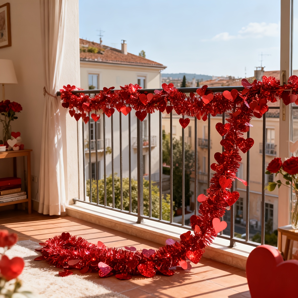 3pcs Red Heart Plastic Tinsel  - Tinsel Garland Decoration のレビューと価格