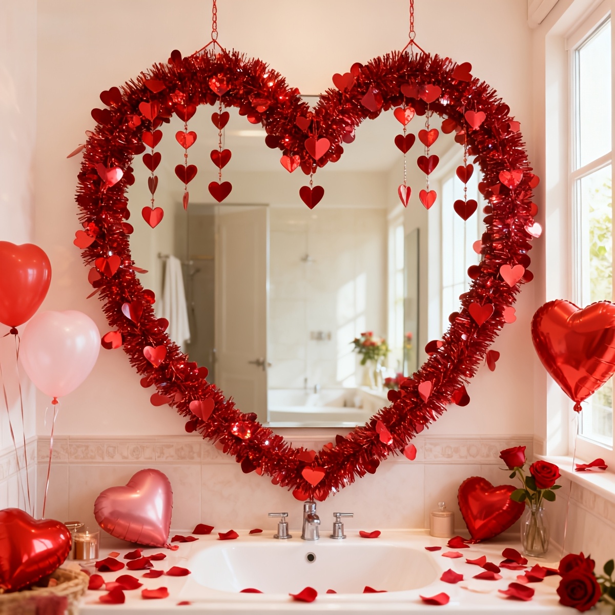 3pcs Red Heart Plastic Tinsel  - Tinsel Garland Decoration のレビューと価格