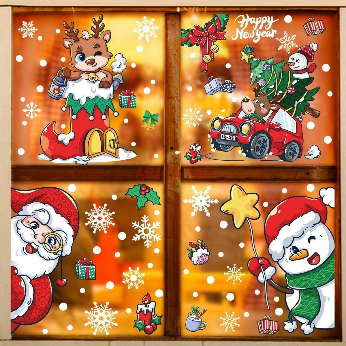1set Snowman Static Window Sti - Snowflake Window Decal のレビューと価格