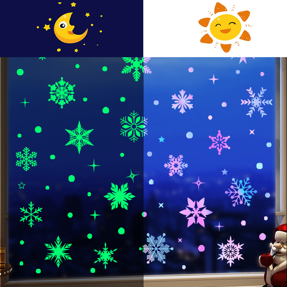 Colorful Luminous Snowflakes W - Snowflake Window Decal のレビューと価格