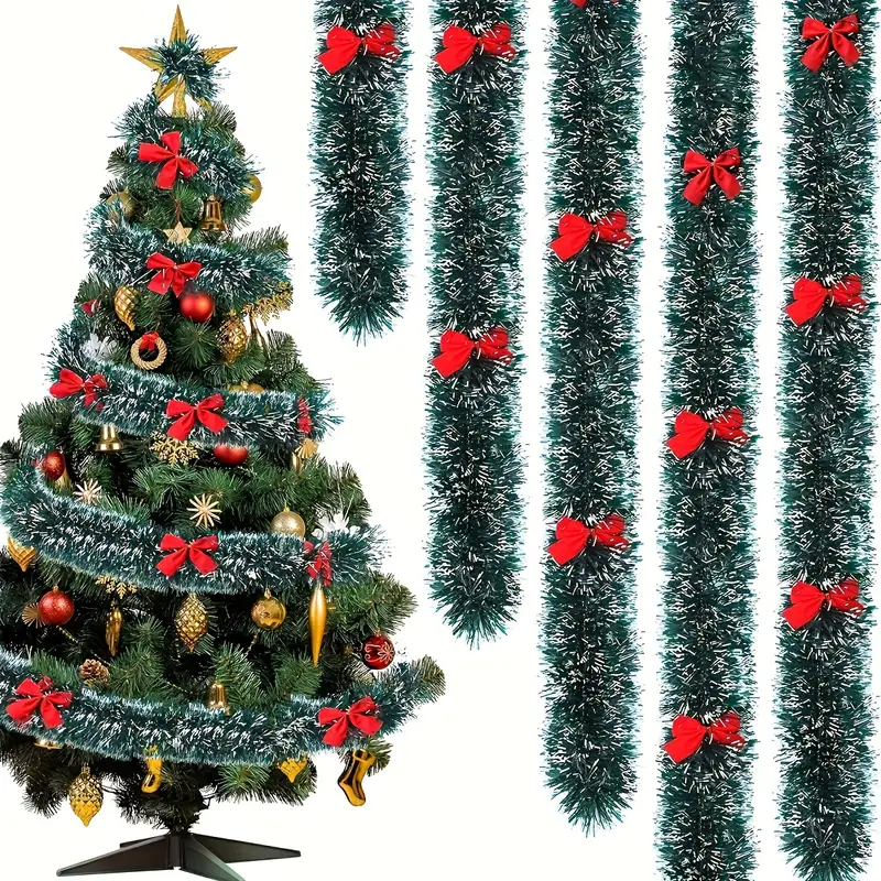 Christmas Bow Tinsel Ribbons G - Tinsel Garland Decoration のレビューと価格
