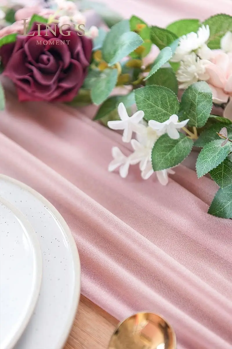 Chiffon White Table Runner Tab - Christmas Table Runner のレビューと価格