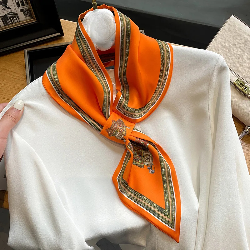 Retro Print Skinny Silk Scarfs - Ribbon Bow Gift のレビューと価格