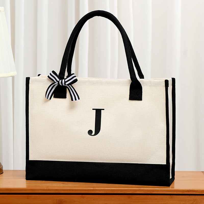 Simple canvas letter tote bag  - Ribbon Bow Gift のレビューと価格