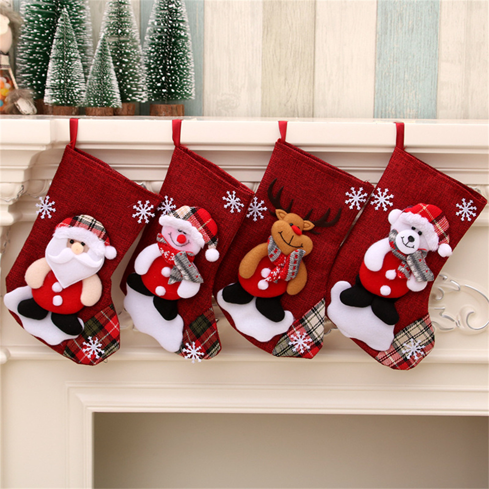 Linen Christmas Stockings Gift - Christmas Stocking Hanging のレビューと価格