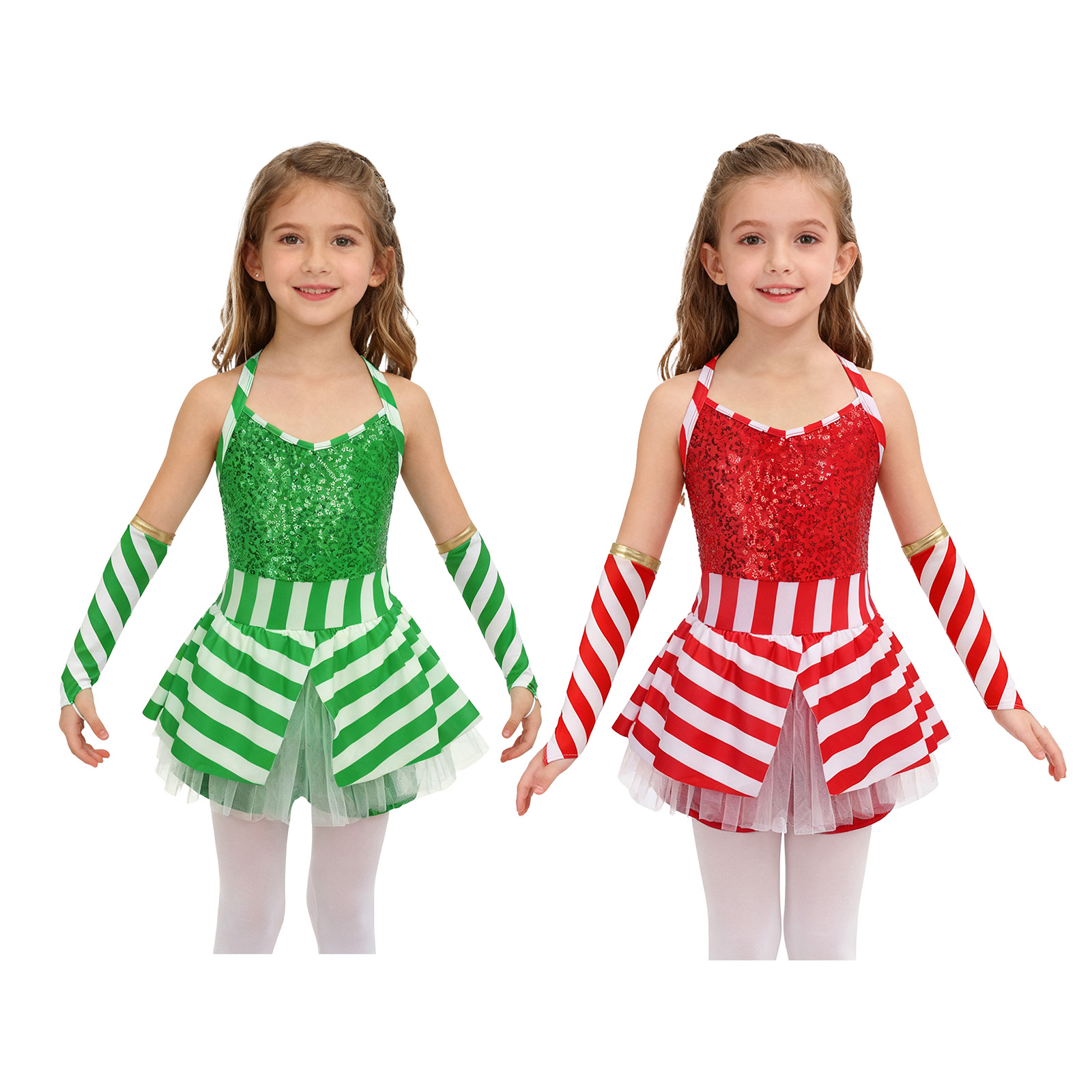 Girls Christmas Candy Cane Dan - Elf Costume Christmas のレビューと価格