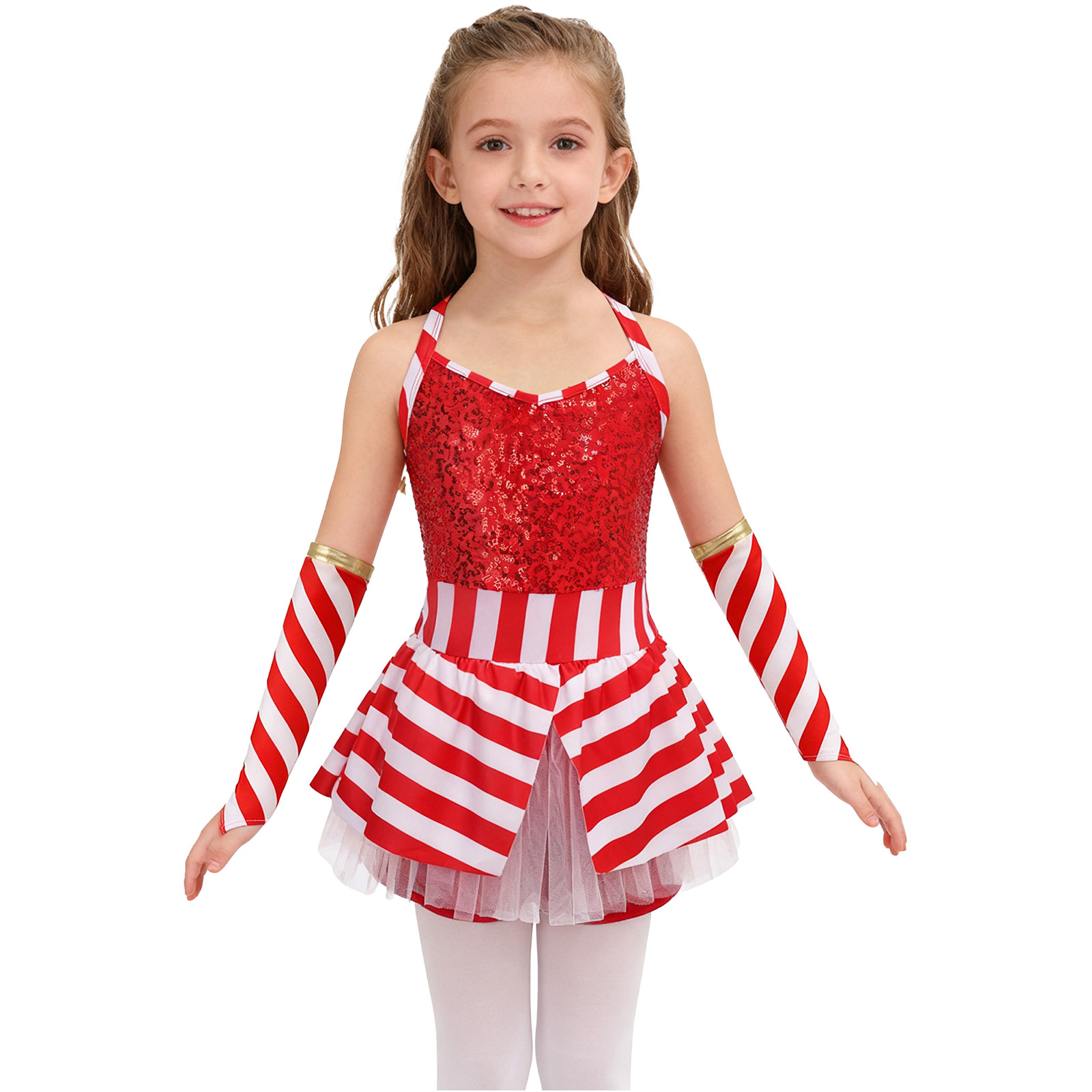 Girls Christmas Candy Cane Dan - Elf Costume Christmas のレビューと価格
