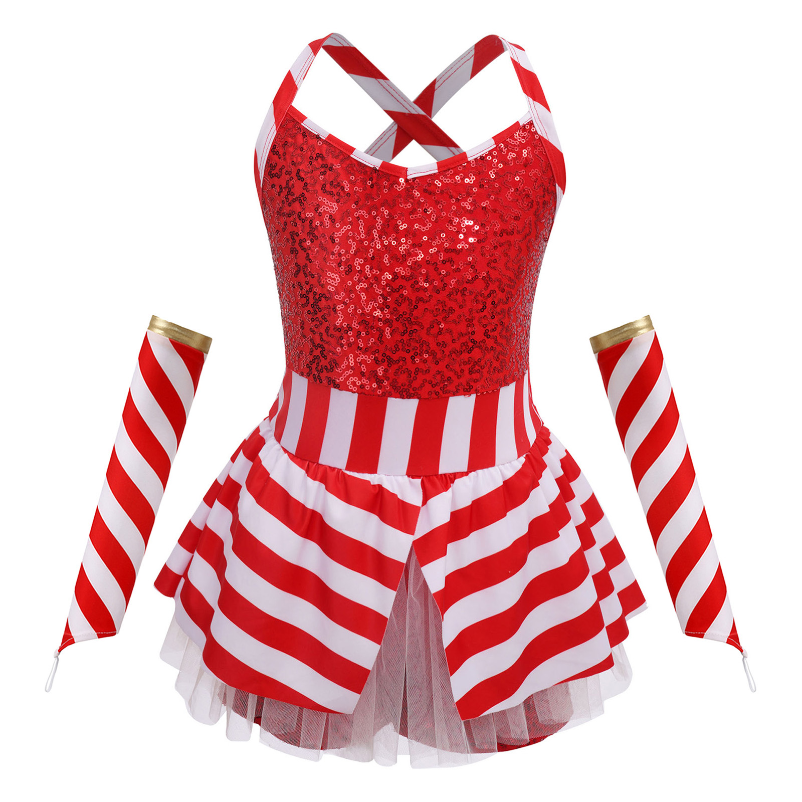 Girls Christmas Candy Cane Dan - Elf Costume Christmas のレビューと価格