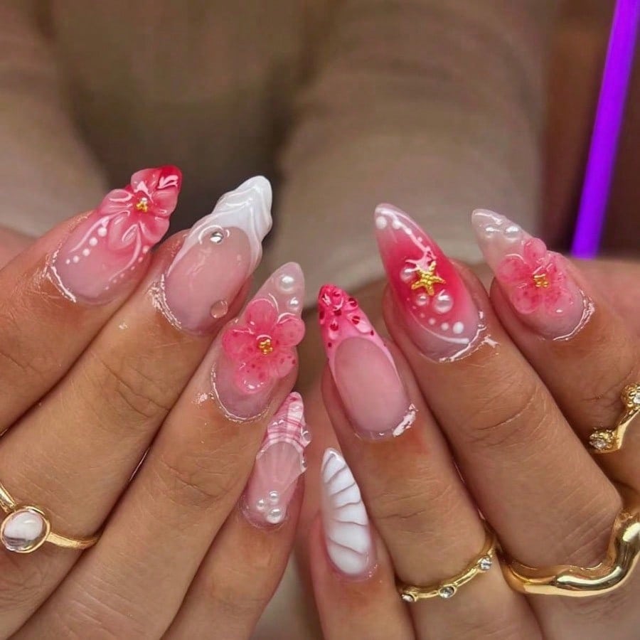 Women Pink 3D Flower Press On  - Ribbon Bow Gift のレビューと価格
